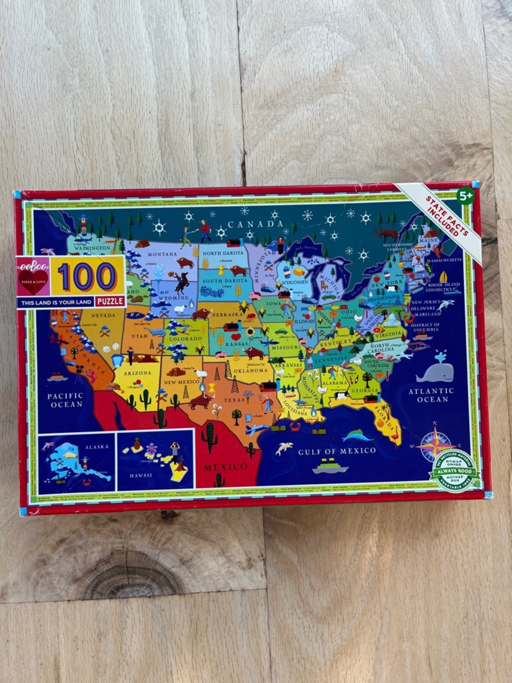 100-Piece USA Map Puzzle for Kids - Navy & Multicolor